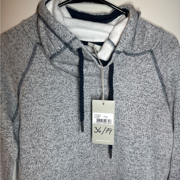 Bench Tranquil Funnel Neck Hoodie Pullover Gray Heather Size Small (36/74) NWT - Picture 2 of 8